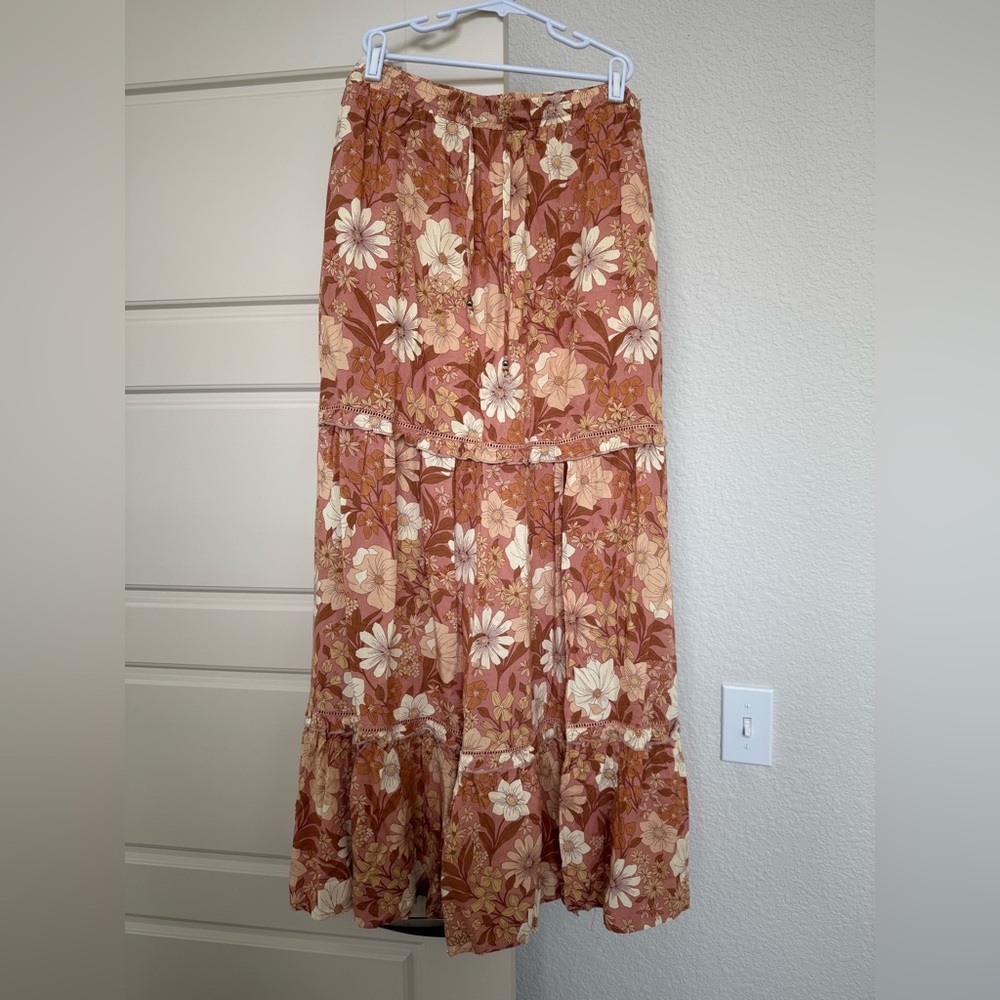 Petal & Pup Floral Maxi Skirt in Brown and Cream